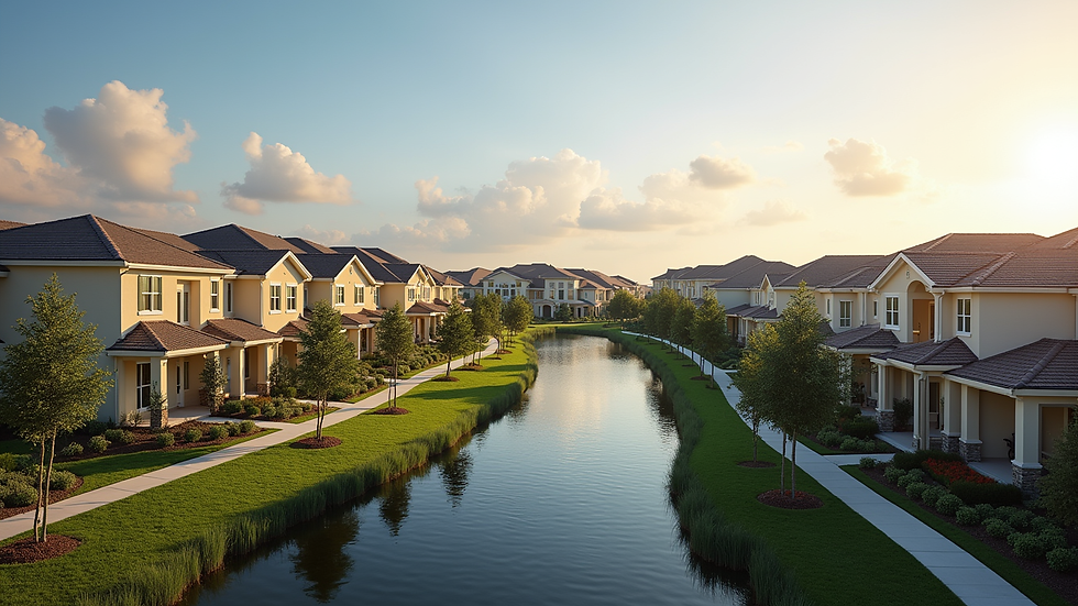 High angle view of a new residential neighborhood in Lake Nona