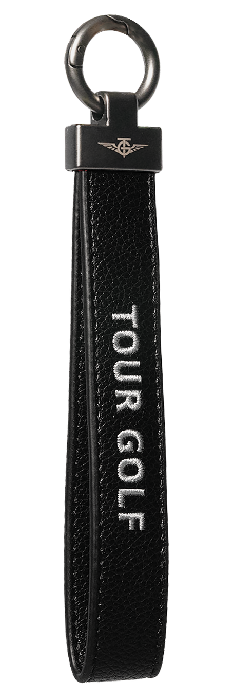 Tour Golf Leather Bag Tag Customisable Keyring Black 1.png