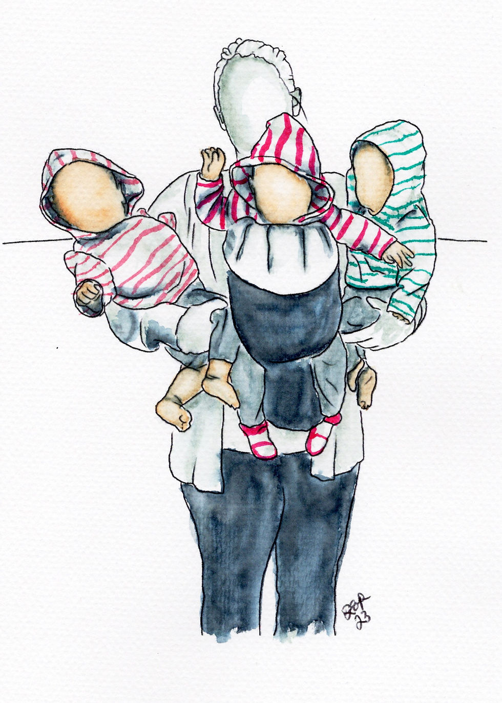Watercolor painting of a girl eating