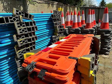 orange and blue barriers