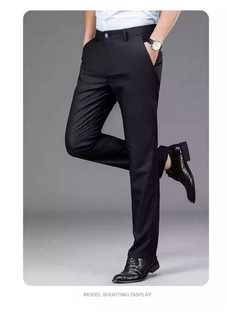 Thumbnail: Korean Straight Fit Trousers – Modern Stretch Comfort for Smart Casual Elegance