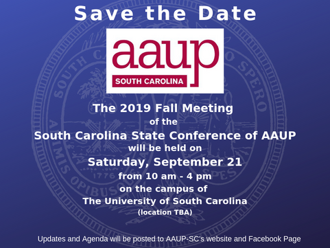 Date Set for AAUP-SC 2019 Fall Meeting
