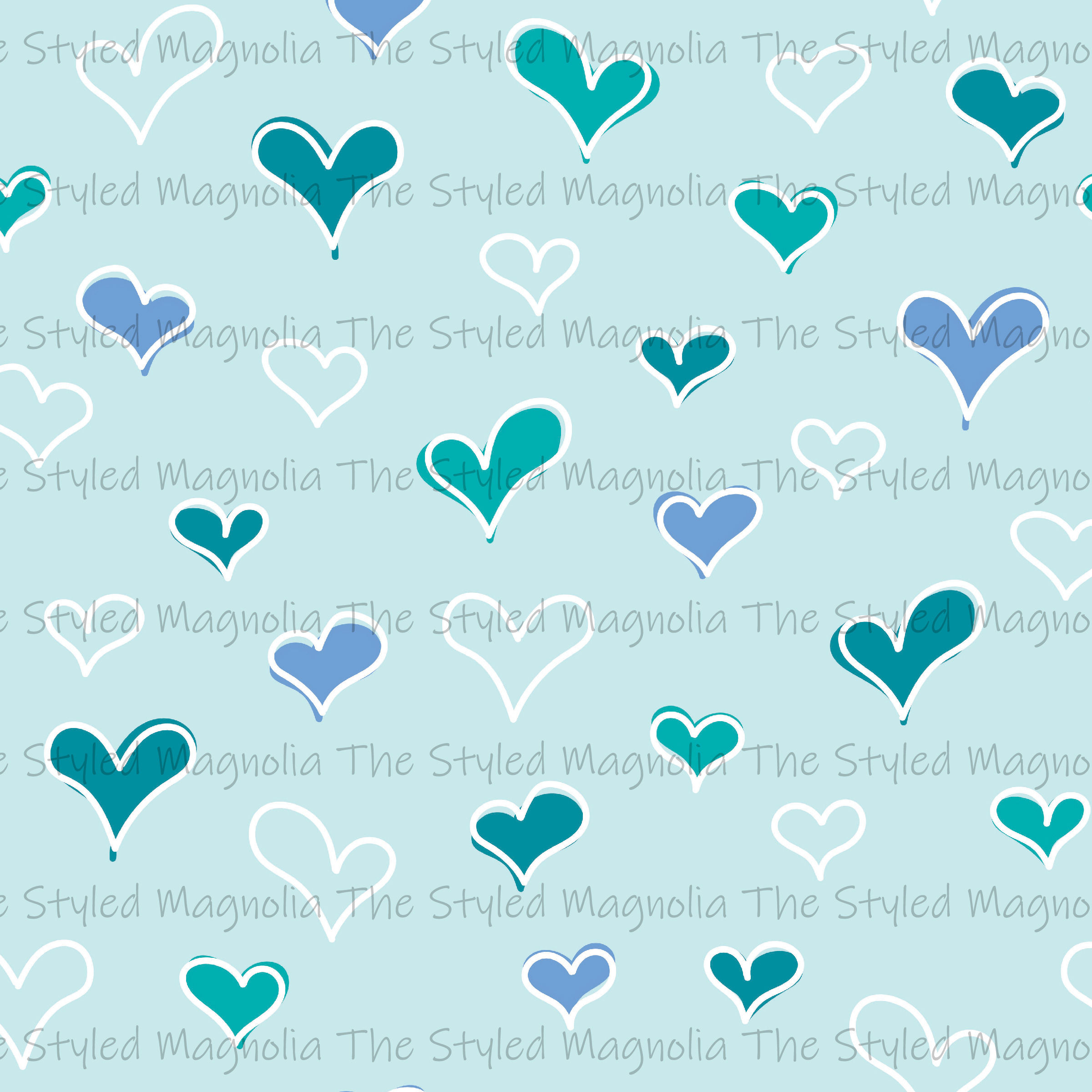 PICK-A-PRINT: TEAL HEARTS