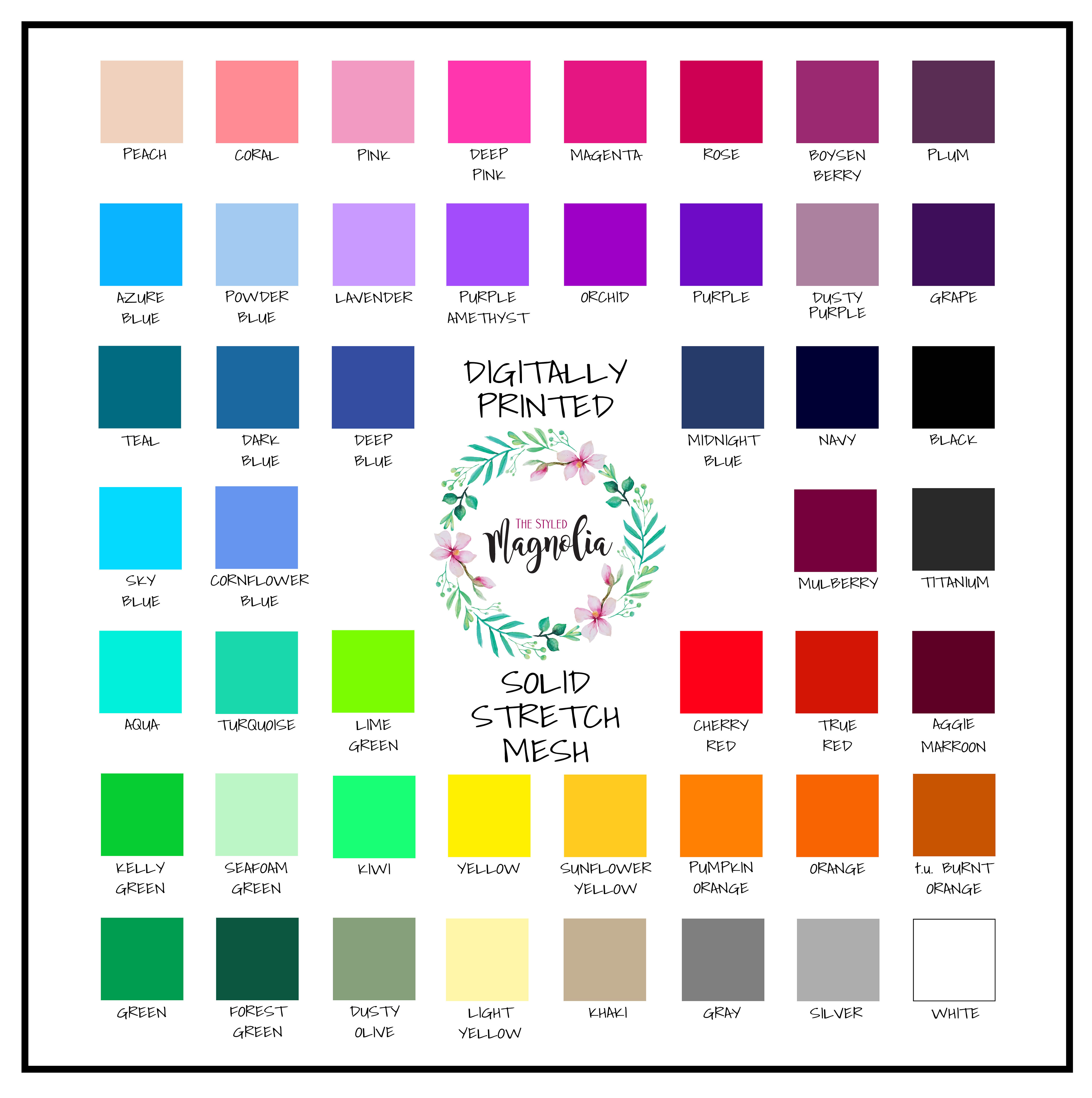 PICK-A-PRINT: DIGITALLY PRINTED SOLIDS STRETCH MESH SWATCH CARD