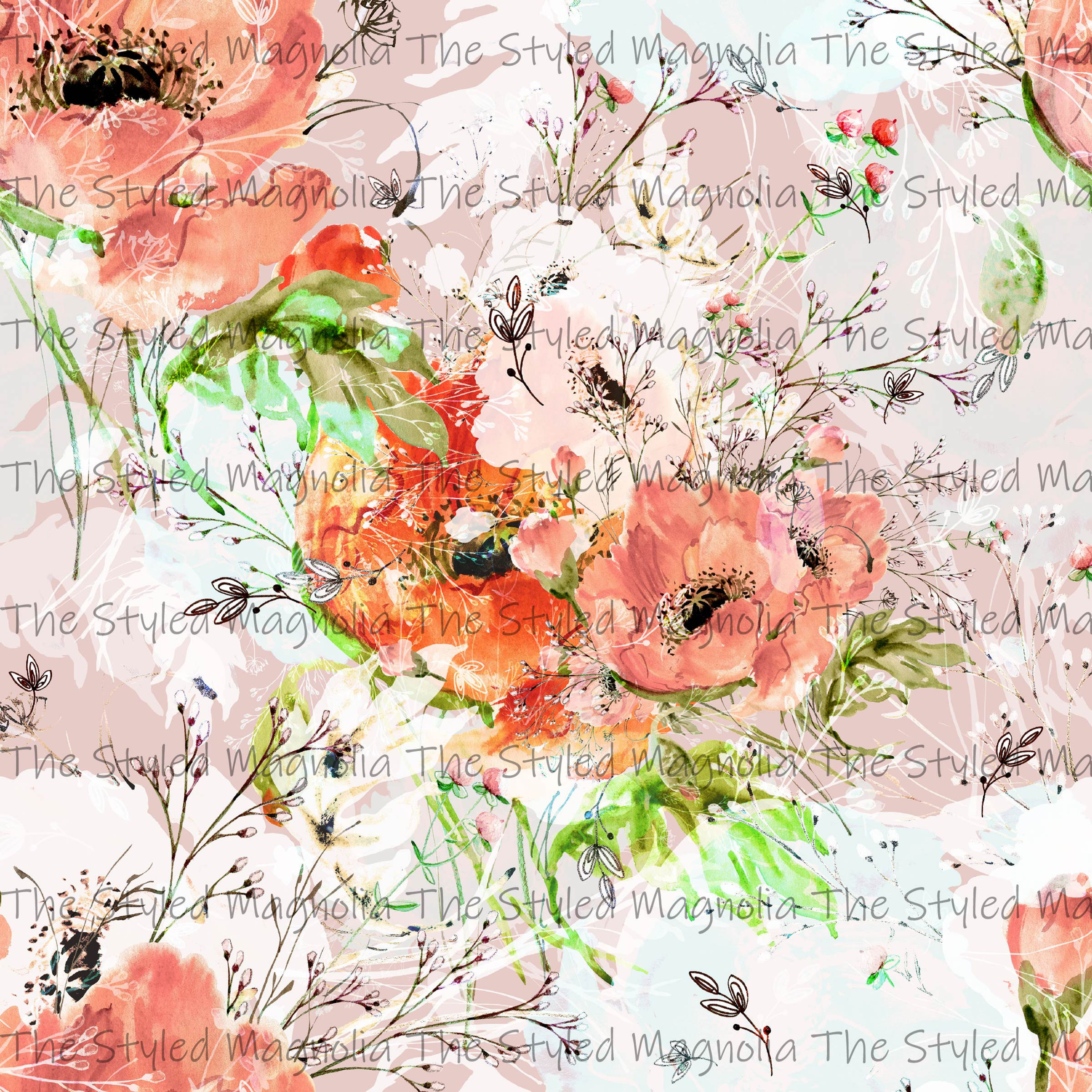 PICK-A-PRINT: PEACHY FLORAL (SMALL & LARGE SCALE)