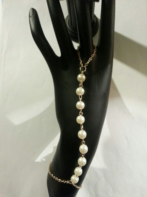 Gold & Pearl Hand Bracelet