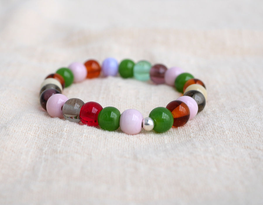 Miniaturbild: Glasperlen Armband in Frühlingsfarben