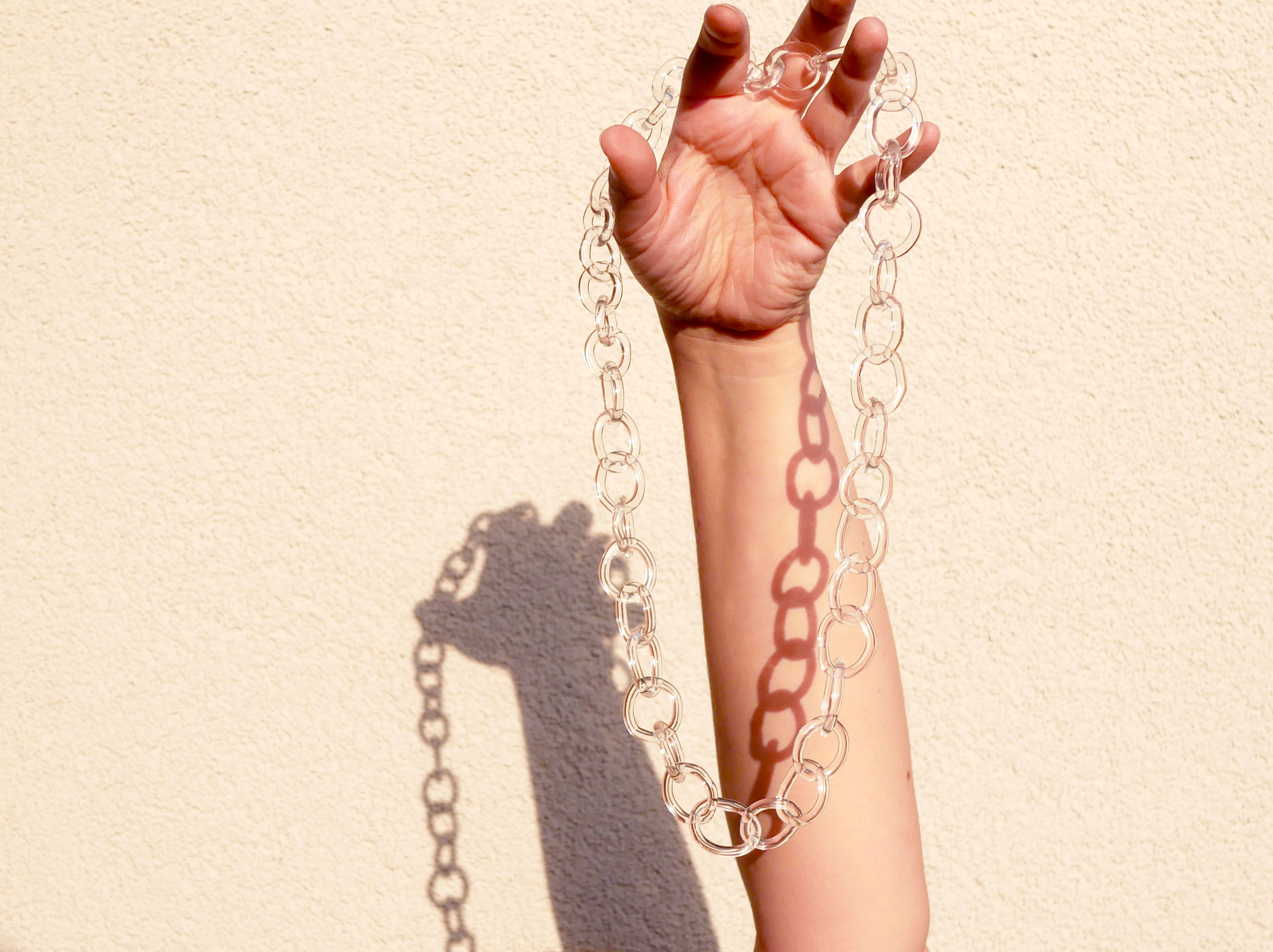 Transparente Gliederkette aus durchsichtigem Borosilikat Glas