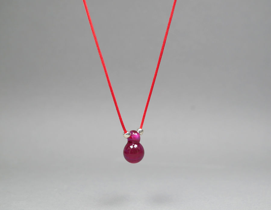 Miniaturbild: Kordelkette mit Glasanhänger in Pink