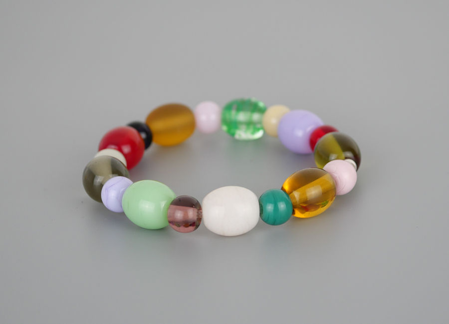 Miniaturbild: Handgefertigtes Armband, Glasperlen in Rot und Grün