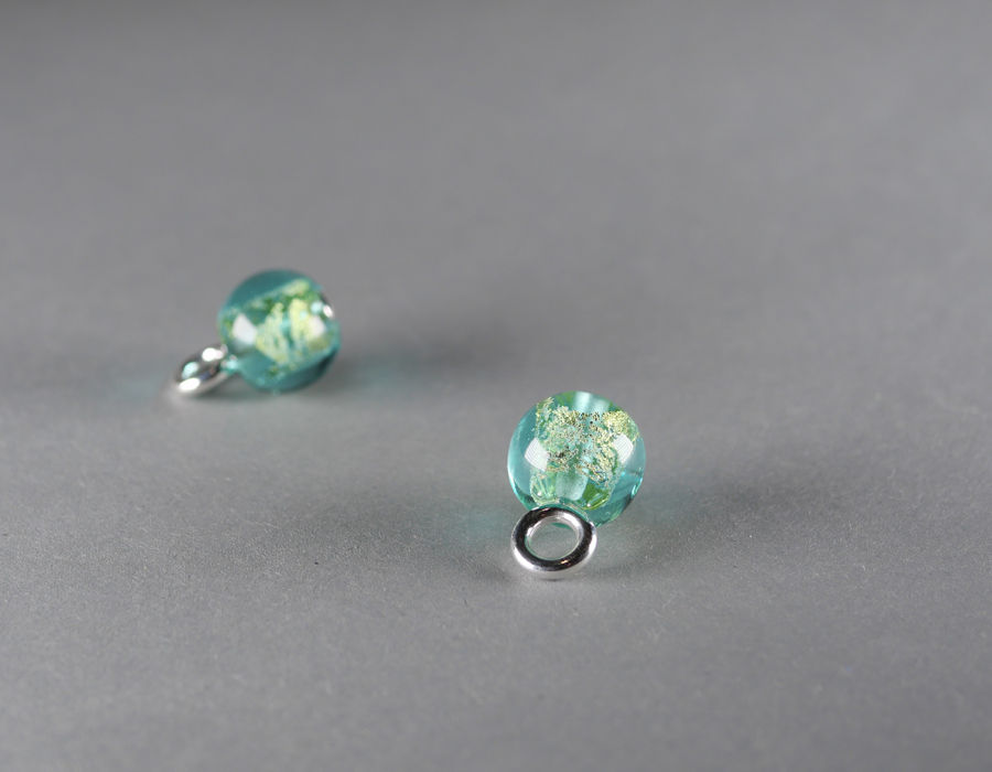 Glasperle mit 24kartigem Blattgold (Aqua)