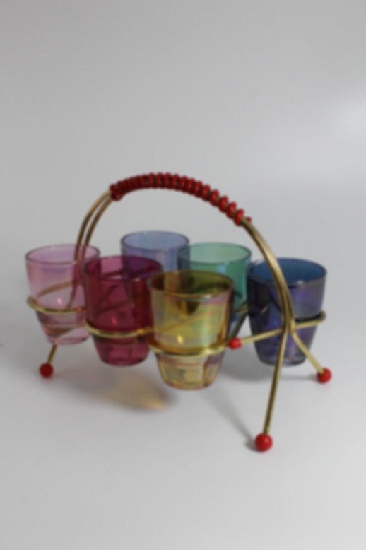 70's Tiny Glasses and Stand