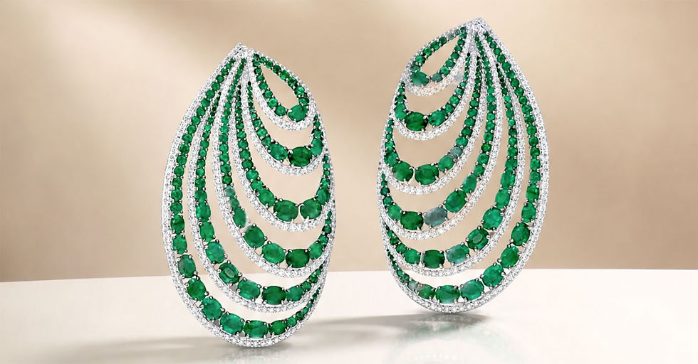 Miniaturbild: X Blaskjell Emerald Diamond Earrings