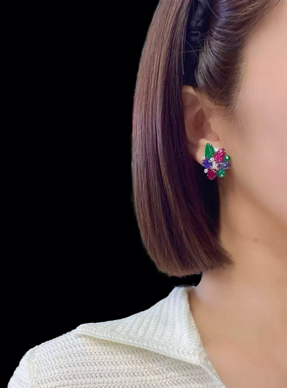 Miniatyrbilde: X Spring Gem Leaf Earrings