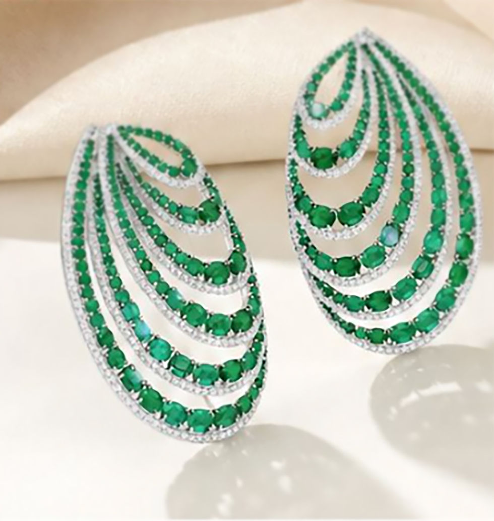 Miniaturbild: X Blaskjell Emerald Diamond Earrings