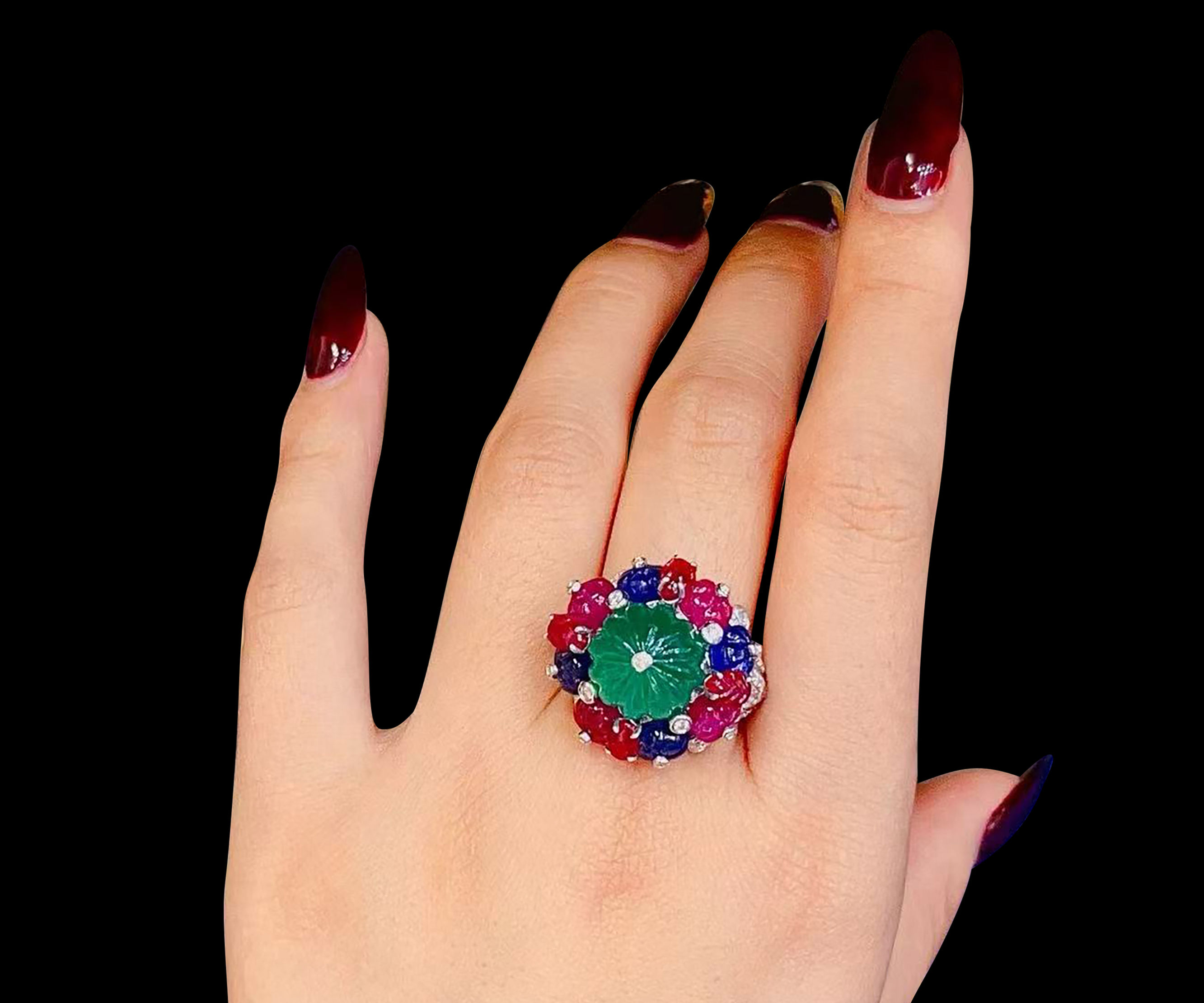 X Pumpkin Bascket Emerald Ring