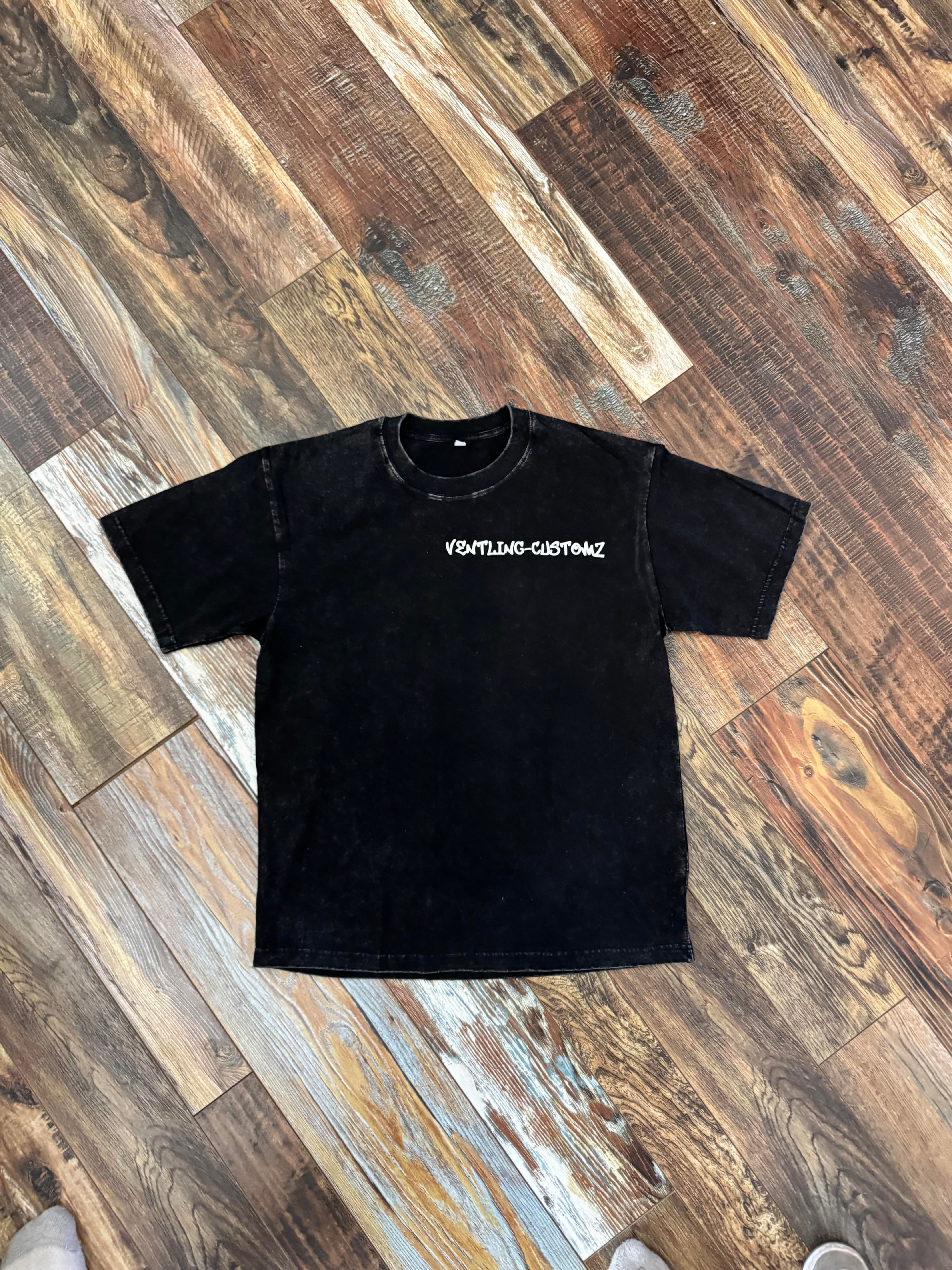 Black Faded T-Shirt with white logos