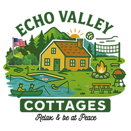 Logo design by Ronda Media for a resort highlighting amenities such as pool, grill and outdoor activities in East Stroudsburg