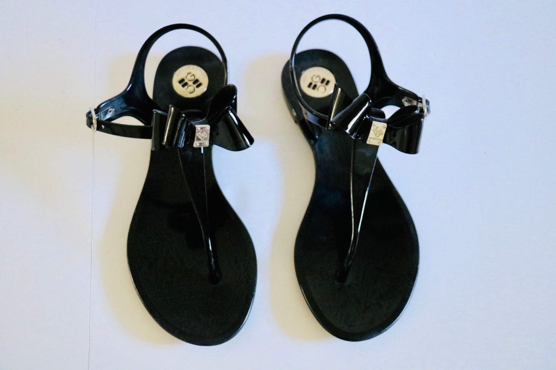 BCBG Black Bow Sandals