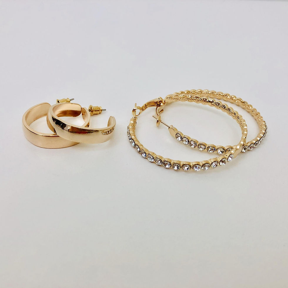 Thumbnail: 2 Earring Pack- gold & Diamond hoops
