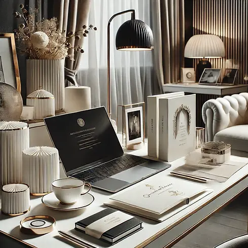 DALL·E 2025-03-19 13.24.51 - A luxurious and modern workspace with a sleek laptop, elegant