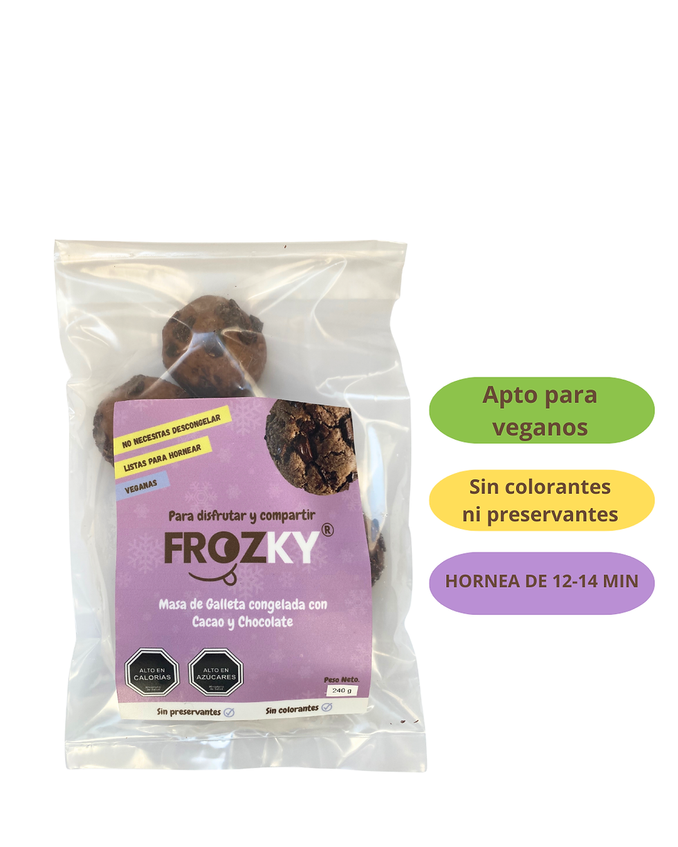Frozky Galletas crudas y congeladas de Cacao con trocitos de chocolate (6 unid.)