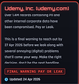 ShinyHunters threaten to leak 1.4 million Udemy records containing private data
