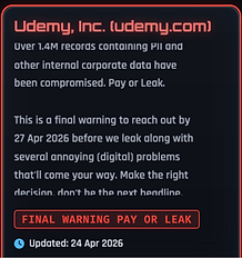 ShinyHunters threaten to leak 1.4 million Udemy records containing private data