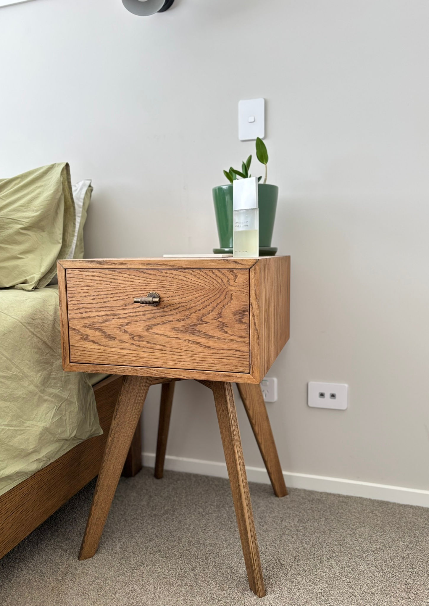 Mid-century modern wooden bedside table