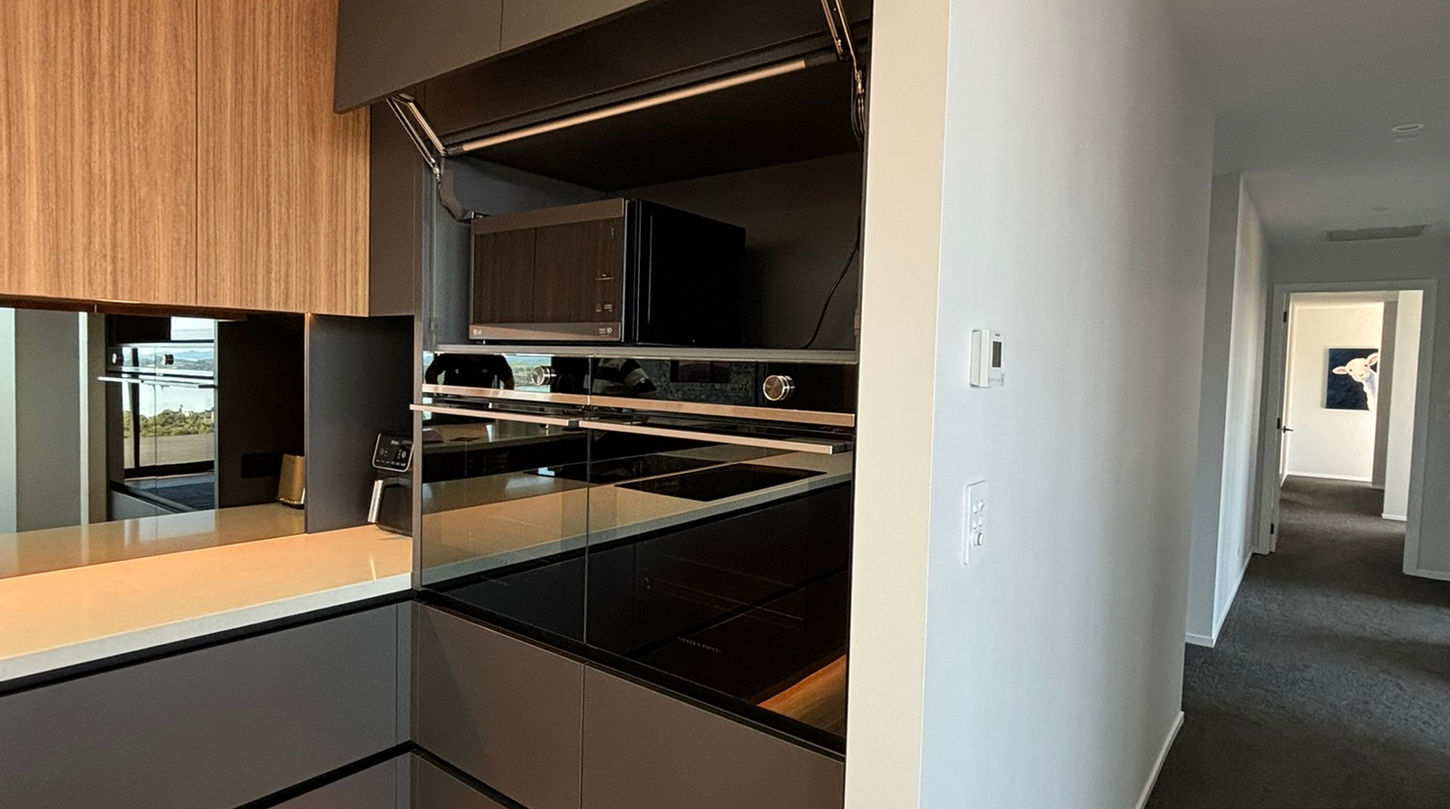 Modern kitchen design with hidden rangehood