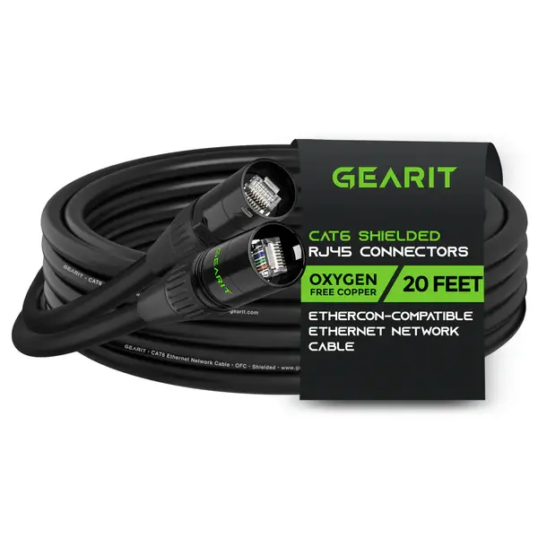 Thumbnail: EtherCON-Compatible CAT6 Shielded RJ45 Ethernet Network Cable