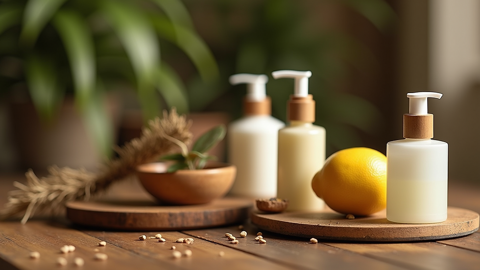Close-up view of traditional Mexican skincare products on a wooden table