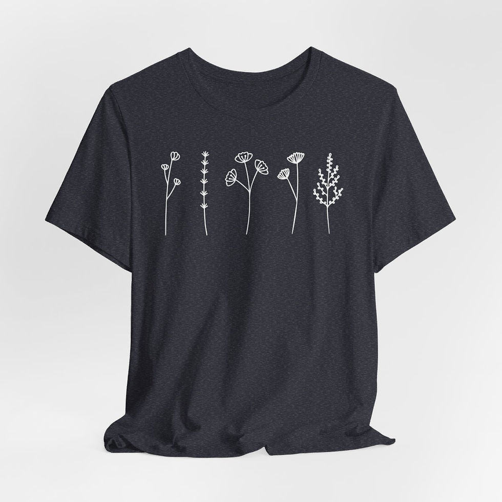 Thumbnail: Boho minimalist style wildflowers line art shirt