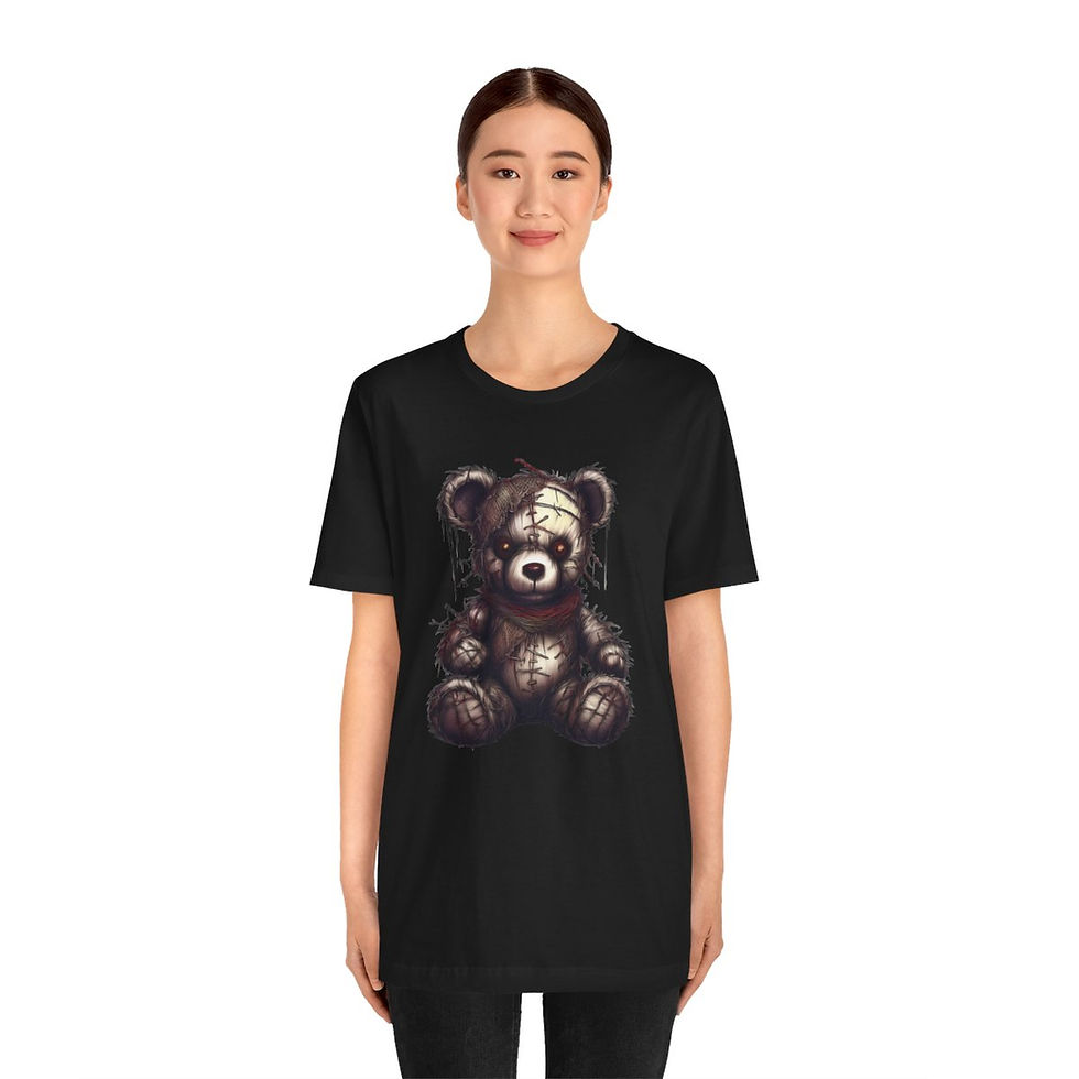 Thumbnail: Gothic Teddy Bear Tshirt – Stitched Plush with a Dark Twist