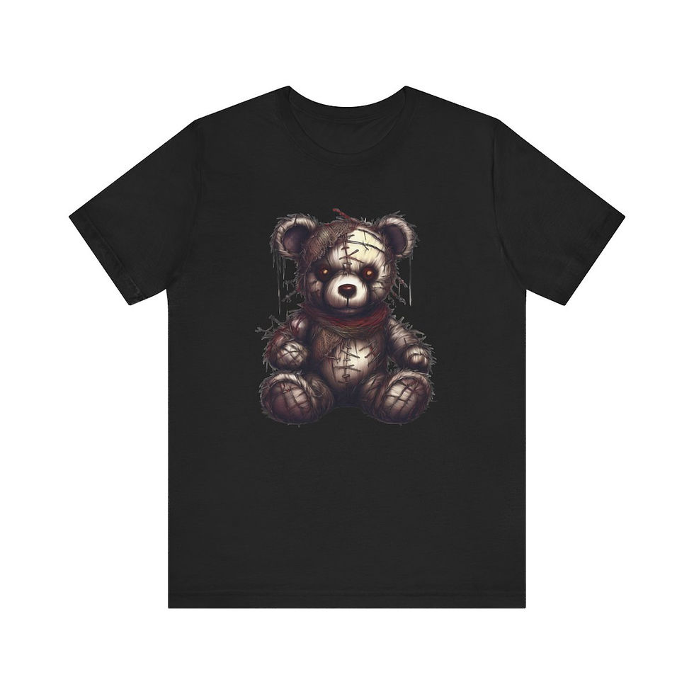 Thumbnail: Gothic Teddy Bear Tshirt – Stitched Plush with a Dark Twist