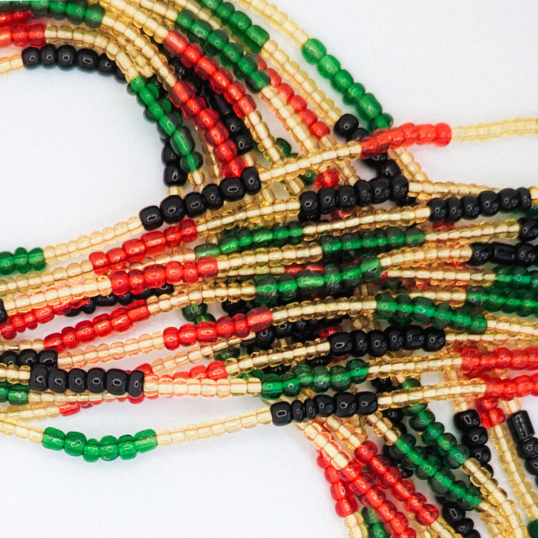 Gold-Red-Black-Green Pan-African Spirited Waist Beads
