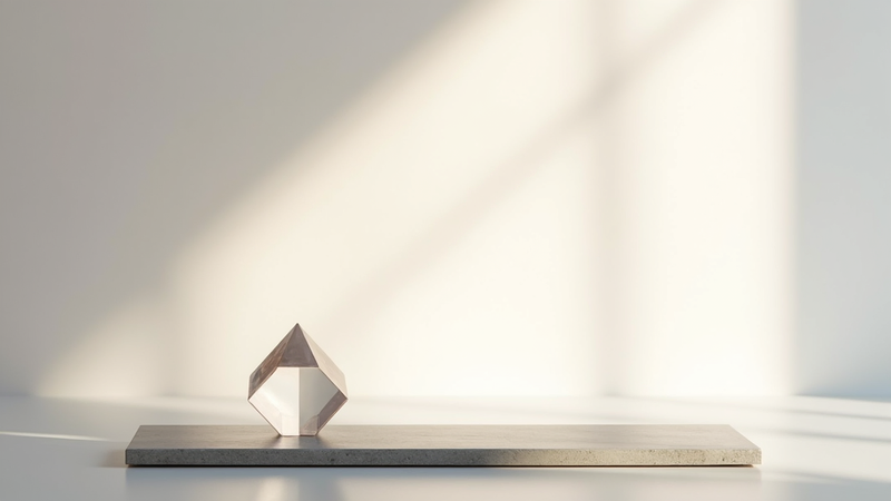 Prisme transparent sur socle avec jeux de lumière