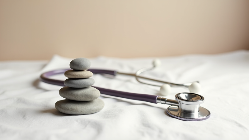 Stéthoscope et pierres d'équilibre