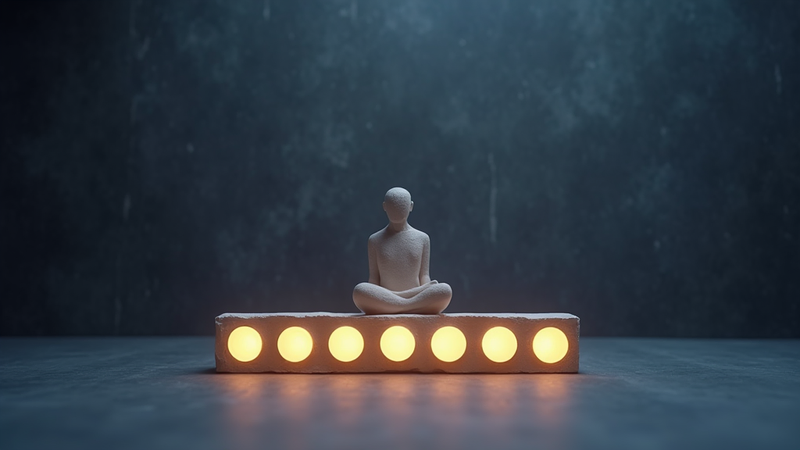 Figure méditant, sept chakras lumineux