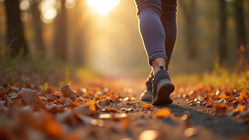 Marche intentionnelle sur sentier d'automne