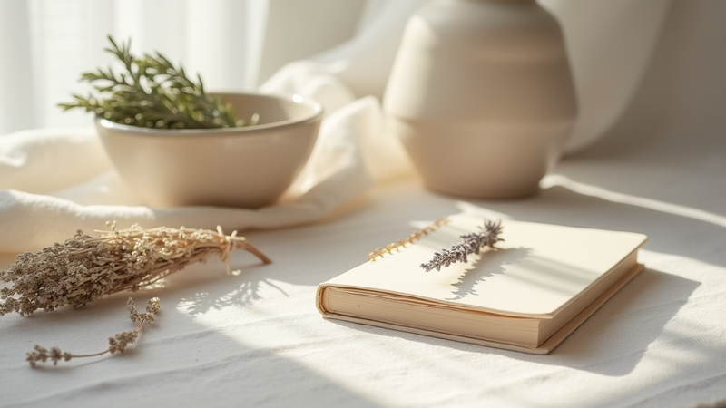 Carnet et lavande pour pratique spirituelle