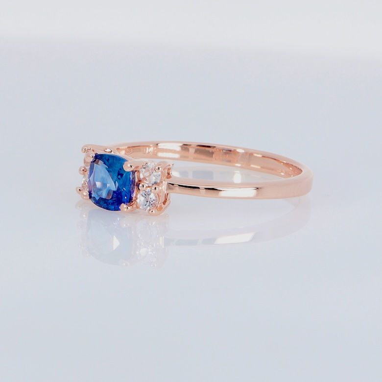 Thumbnail: Cushion cut blue sapphire diamond ring gold wholesale fine jewelry SVS