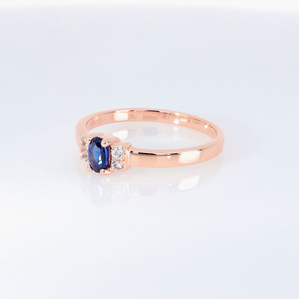 Thumbnail: Gold sapphire diamond cluster ring wholesale fine jewelry oval blue gemstone four round diamonds engagement ring
