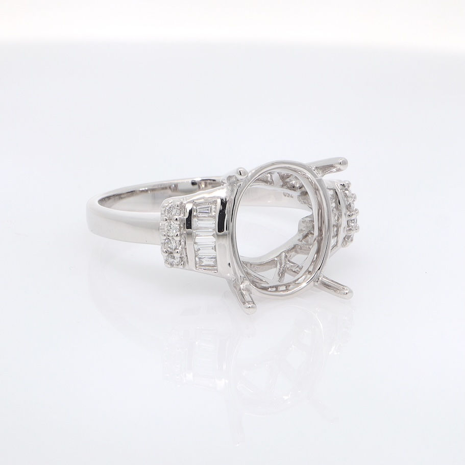 Thumbnail: Diamond gold semi-mounting ring with diamond baguettes wholesale diamond jewelry fine jewelry custom design
