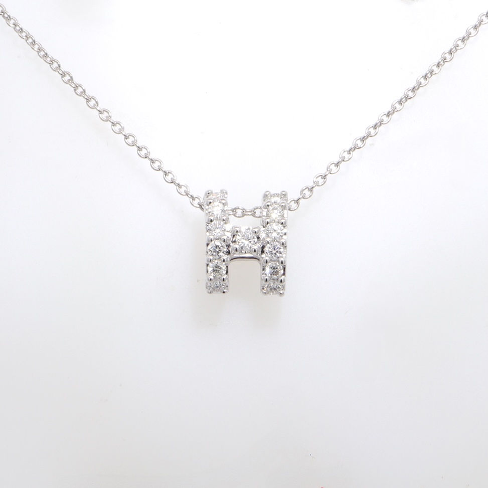 Diamond initial H necklace gold custom jewelry fine jewelry wholesale personalized pendant
