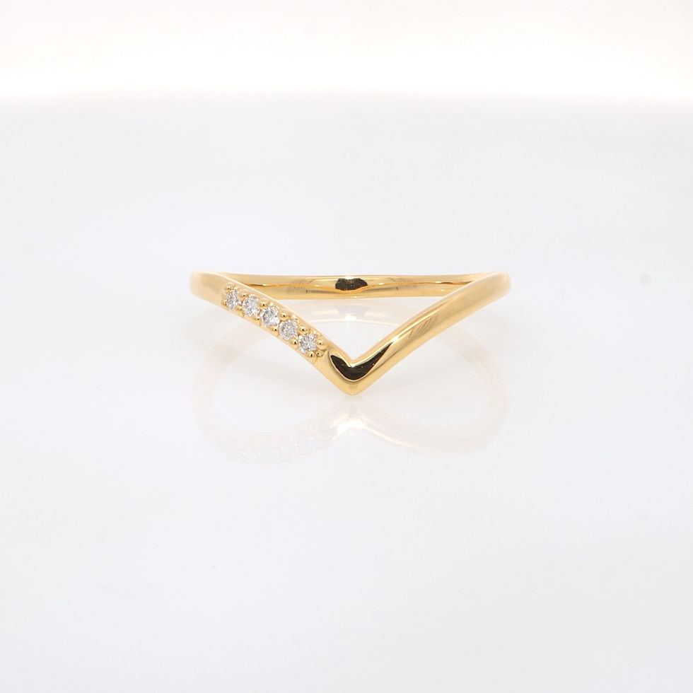 Thumbnail: Diamond V-shaped chevron fine gold ring, minimal stackable band, handcrafted