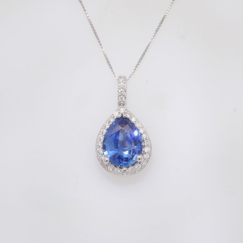 Diamond halo teardrop semi-mounting pendant - customizable wholesale fine jewelry
