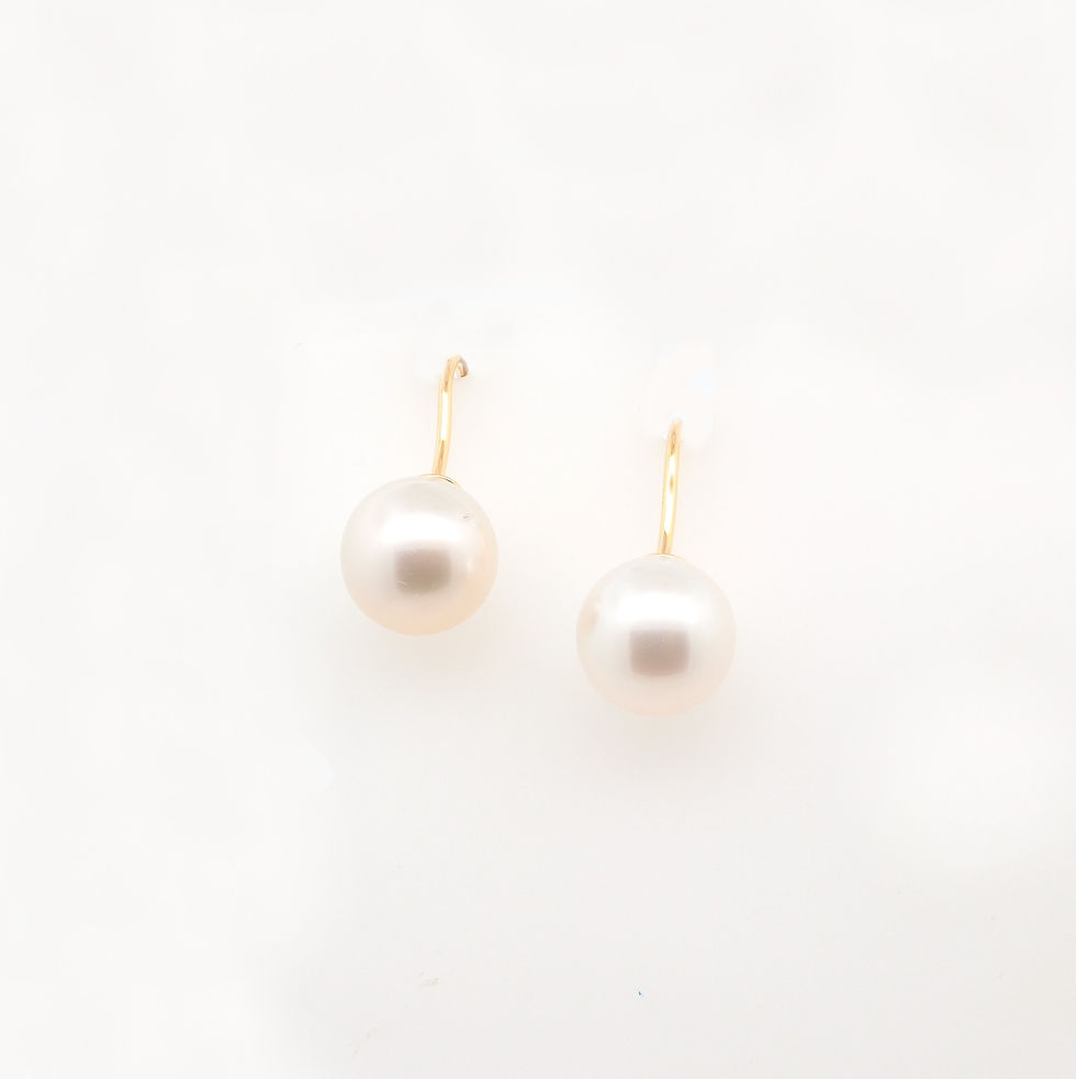 Pearl drop earrings on fine gold hook wire