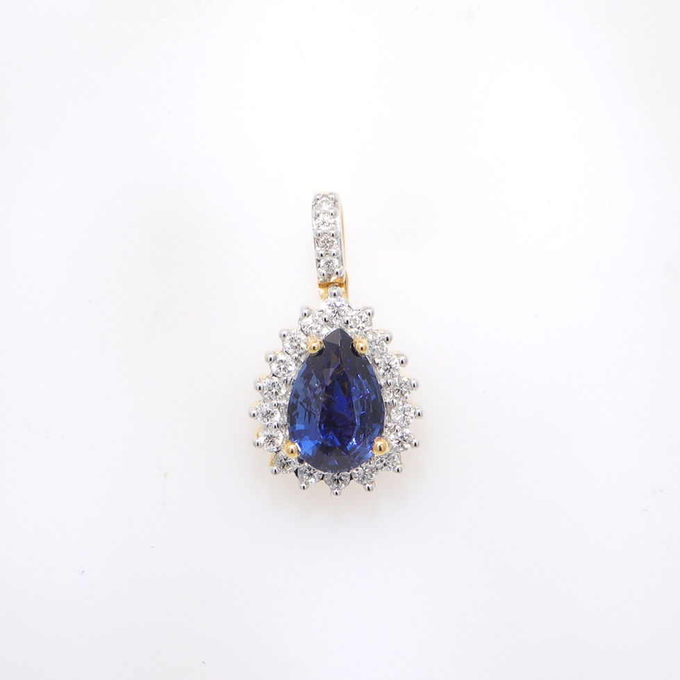 Semi-mounting pear shaped pendant diamond halo gold setting fine jewelry gemstone necklace