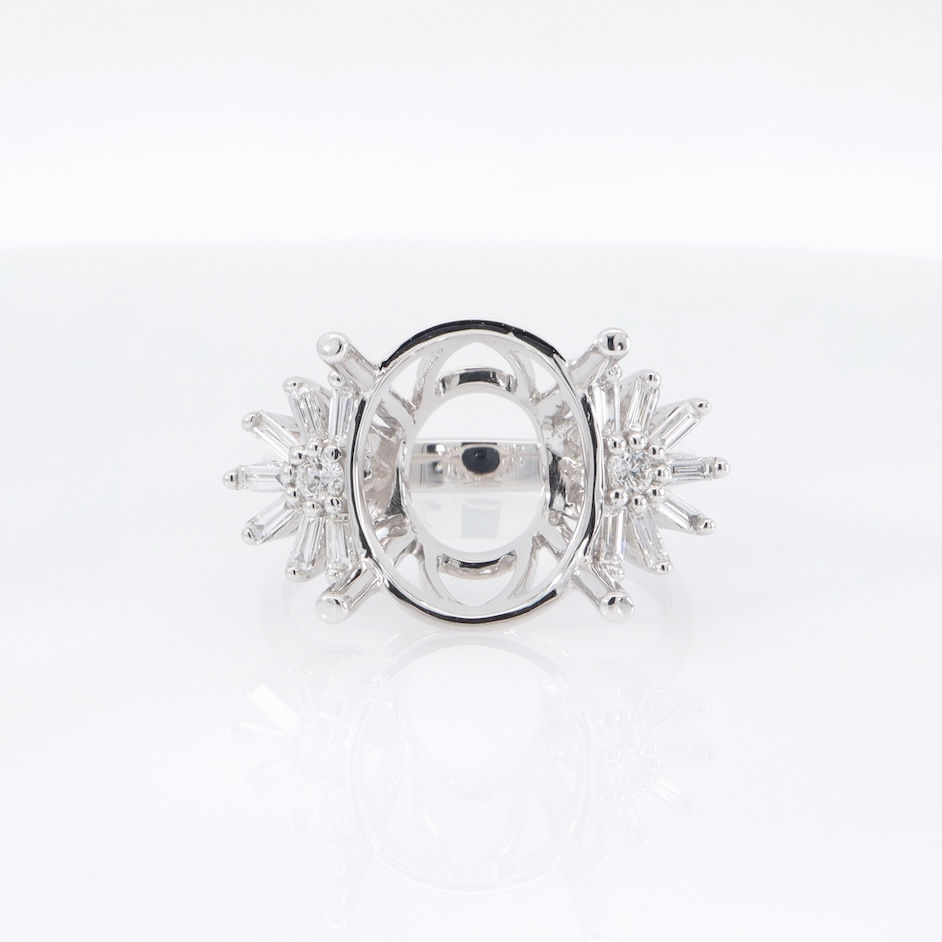 Gold diamond ring setting with starburst accents - custom engagement ring mounting wholesale fine jewelry by SVS Jewelry